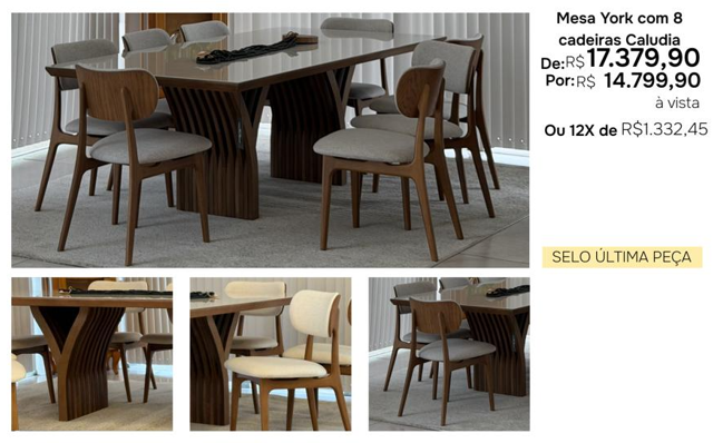 Mesa York com 8 cadeiras Claudia